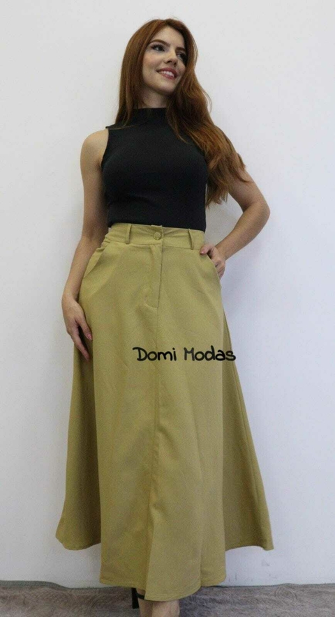 Domi Modas Saia Longa Alfaiataria Moda Tendencia Tecido Amarante 1042 - comprar online