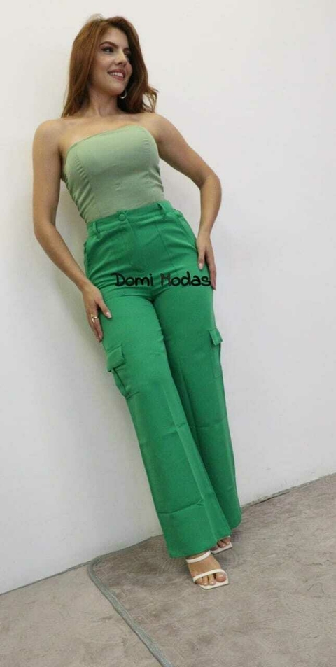 Domi Modas Calça Alfaiataria Pantalona Cargo com Bolsos Laterais 106 - comprar online