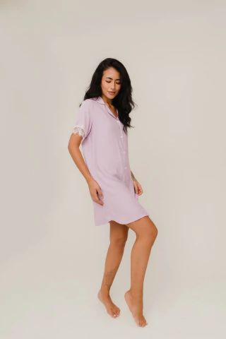 Camisa Pijama Lila Oversized - loja online