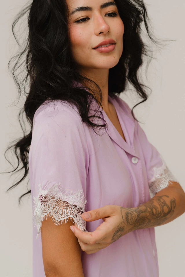 Camisa Pijama Lila Oversized