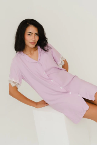 Camisa Pijama Lila Oversized