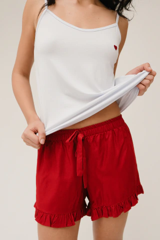 Conjunto Rosso Feminino Adulto Regata e Shorts Curto