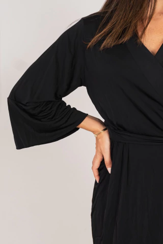 Robe Nero Curto Manga Longa Seda Feminino - loja online