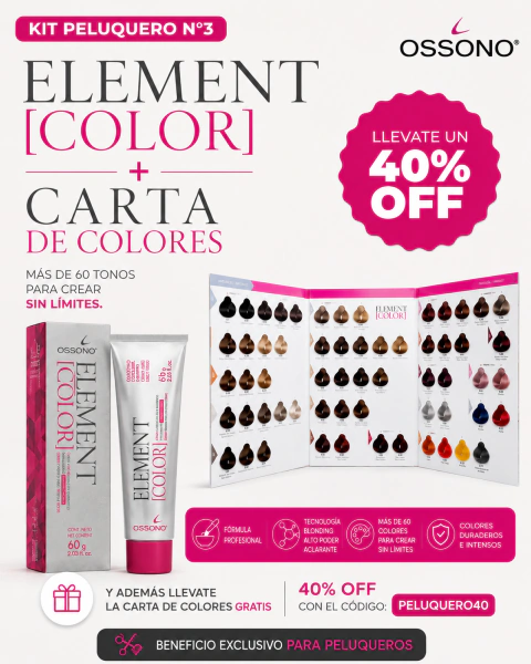 kit peluquero n°3 – 50 Pomos Element Color de regalo carta de colores