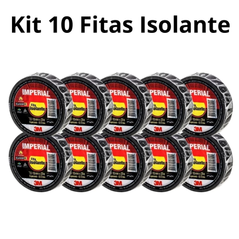 Kit 10 Fita Isolante 3M Imperial 18mm x 20 metros Antichama Resistente - comprar online