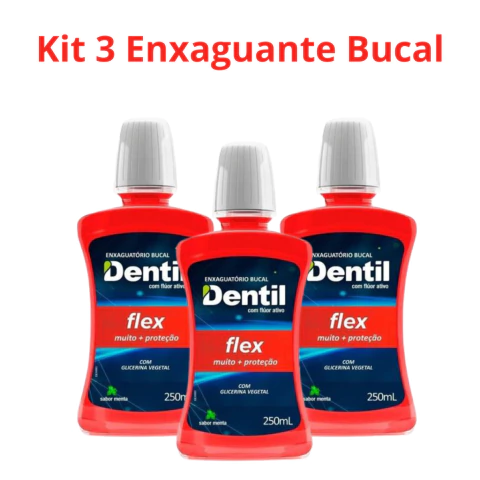 Sorriso Fresco e Protegido: Kit 3 Enxaguantes Bucais Dentil Flex com Flúor e Glicerina Vegetal - 250ml - comprar online