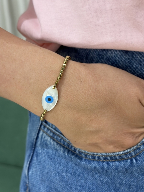 Pulseira Hematita Olho Grego