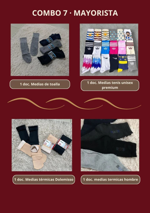 COMBO7 -TENIS DE DISEÑO + MEDIAS TERMICAS + MEDIAS DE TOALLA + MEDIAS TERMICAS DE HOMBRE