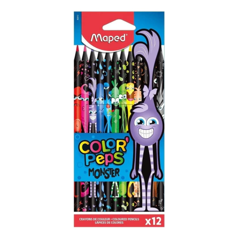 Lapices De Colores Maped Color'peps X 12 Monsters Largos