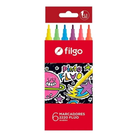 Marcadores Escolares de Colores Filgo Pinto 2220 x 6 Colores Fluo