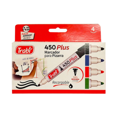 Marcador Para Pizarra Trabi 450 Plus Blister x 4 Surtidos Art.TR6935