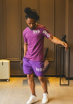 CAMISETA BASICA BED THE POWER ROXO/BRANCO - BED STUY BROOKLYN