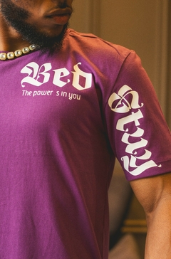 CAMISETA BASICA BED THE POWER ROXO/BRANCO - comprar online