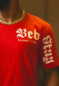 CAMISETA BASICA BED THE POWER VERMELHO/BRANCO - comprar online