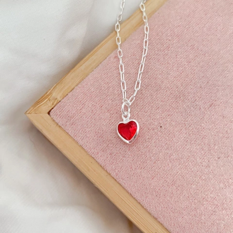 Pulseira Coração Vermelho Prata - comprar online