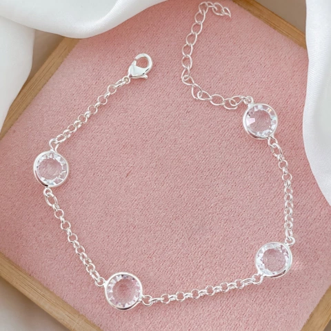 Pulseira Bolinhas Cristal Prata - comprar online