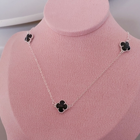 Choker Trevos Pretos Prata - comprar online