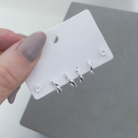 Trio Argolinhas Torcidas Prata