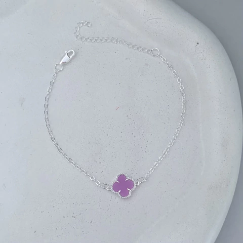 Pulseira Trevo Lilás Prata - comprar online