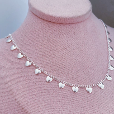 Choker Corações Prata - comprar online