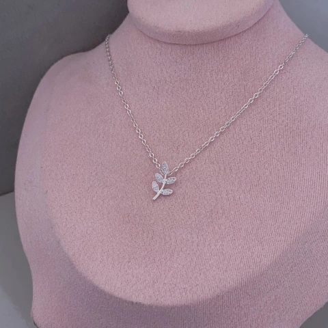 Colar Ramo Cravejado Prata - comprar online