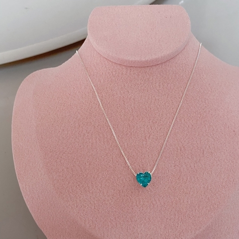 Colar Coração Turquesa Prata - comprar online