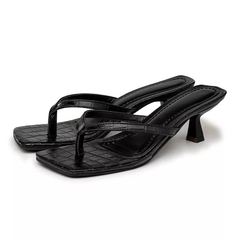 Tamanco Feminino Dedo Salto Kitten Heels Preto - comprar online