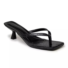 Tamanco Feminino Dedo Salto Kitten Heels Preto