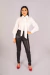 Camisa de Algodão Plus Com Gravata Off-White - Camila Souza