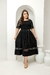 Vestido crepe texturizado com renda