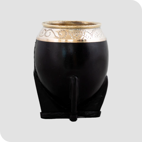 Mate torpedo imperial uruguayo de calabaza con virola de alpaca y bronce - comprar online