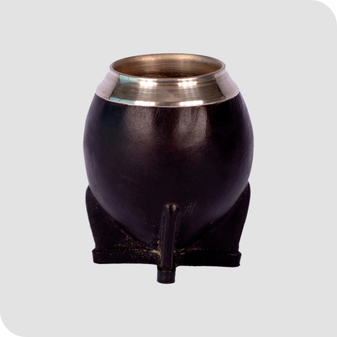 Mate torpedo uruguayo de calabaza con virola de alpaca liso - comprar online