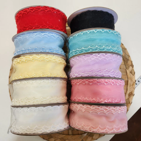 Fita Organza Voal Bordinha Trabalhada 38mm - comprar online