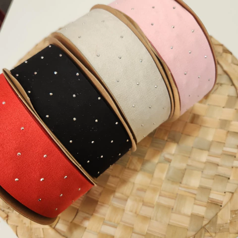 Fita Suede com Strass 38mm - comprar online