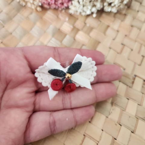 Par Aplique Laço Gravata Cereja Luxo 5cm - comprar online