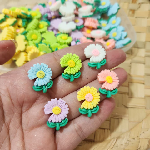 Par Aplique Florzinha Resina 2cm - comprar online