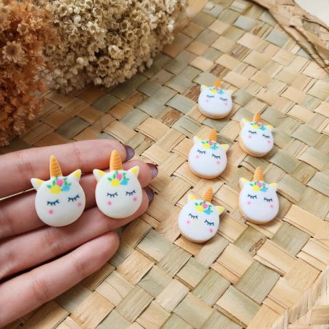 Par Aplique Unicórnio Resina