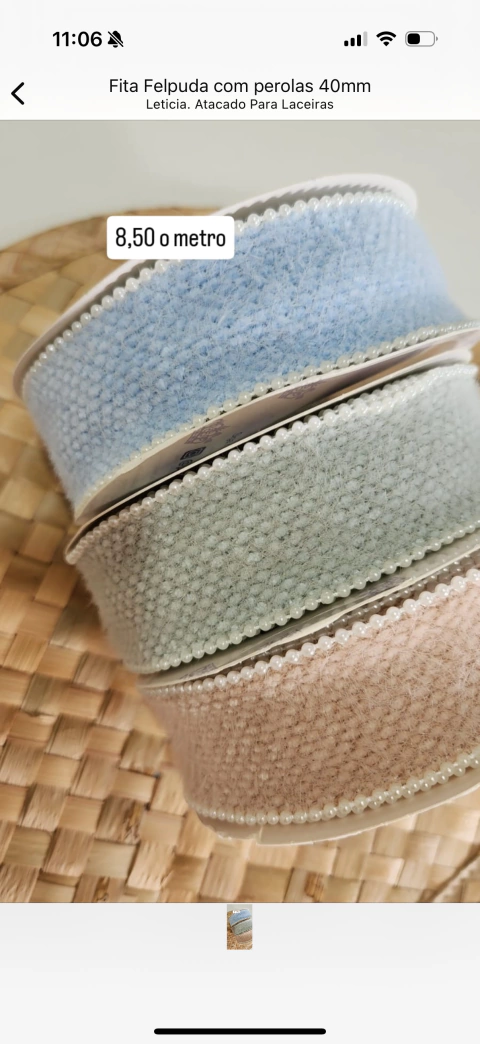 Fita Felpuda com Perolas - 38mm - comprar online