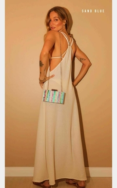 VESTIDO LONGO AMPLO ALCA EM TULE BORDADO