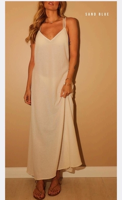 VESTIDO LONGO AMPLO ALCA EM TULE BORDADO - comprar online