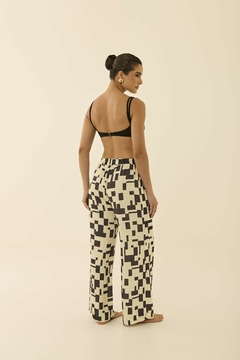 CALÇA MARTA BICOLOR PEROLA E PRETO - Azurita Wear
