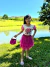 Conjunto Rosa Florido Acompanha Bolsinha - Maricota Moda Infantil