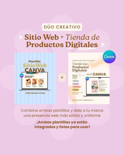 Dúo: Sitio Web + Tienda Digital en Canva
