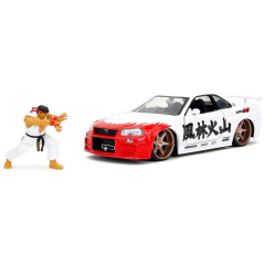 Nissan Skyline GT-R R34 2002 - C/ Boneco Ryu - Street Fighter - Jada Toys - 1/24