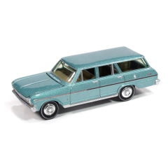 Chevrolet Nova II Wagon 400 1963 Azul - Vintage Muscle - Auto World - 1:64