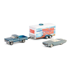 Ford F-250 1967 e Ford Thunderbird 1966 C/ Reboque Car Hauler Hitch and Tow Hollywood Série 13 Greenlight 1:64