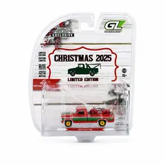 Miniatura Ford F-250 1978 em embalagem limitada Christmas 2025 da Greenlight escala 1:64, edição exclusiva com tema natalino