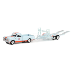 Chevrolet C-10 1968 Com Reboque - GULF OIL - Hitch & Tow Série 27 - Greenlight - 1/64