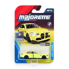 Blister Miniatura BMW M3 G80 amarela da coleção BMW Edition da Majorette em escala 1:64