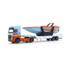 Caminhão Mercedes-Benz Actros + Carreta com Lancha - Transporter - Majorette - 1/87